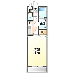 アンプルールリーブルpearfield2 1Kの間取図画像