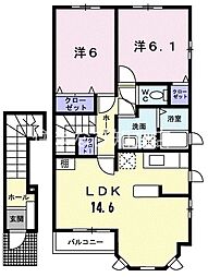 サンレミ 2LDKの間取図画像