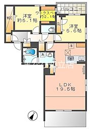 ハイラインパークA棟 2LDKの間取図画像
