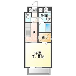 クレアK＆K 2階1Kの間取り