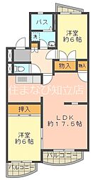 プレミールT 2階2LDKの間取り