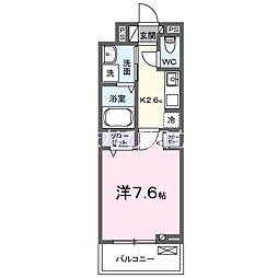 ハイドリームIII 2階1Kの間取り