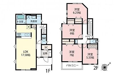 間取り：間取り図/2号棟