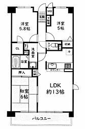 シャルマンフジ二色の浜ローヤルグランポートC棟 3LDKの間取図画像