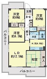 岸和田コーポラス3号棟 4LDKの間取図画像