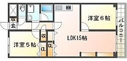 ホポロ東万代 2LDKの間取図画像