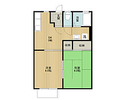 パストラール近江B棟 2DKの間取図画像
