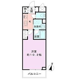 BUENA上所 1Kの間取図画像