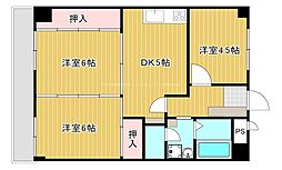 紫竹山レジデンス 3DKの間取図画像