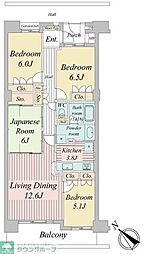 ルネ・ベイグランデ 3階4LDKの間取り