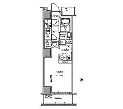 パークアクシス豊洲 5階1Kの間取り