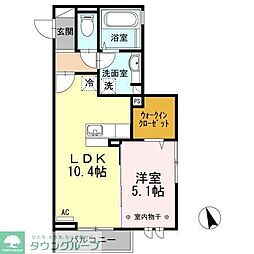 メゾンクレール墨田 1階1LDKの間取り