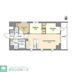 グランエール森下WEST 2SLDKの間取図画像