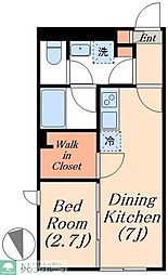 東京メトロ日比谷線 北千住駅 徒歩8分の賃貸マンション 3階1DKの間取り