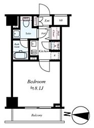 ミルーナヒルズ錦糸町 4階1Kの間取り