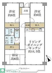 リバービュウハイツ 4階3LDKの間取り