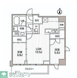 シーズンフラッツ両国サウス 6階2LDKの間取り