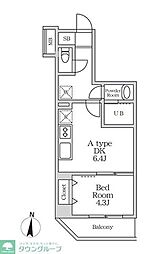 ラヴィエール錦糸公園 8階1DKの間取り
