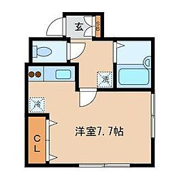 エスポア北砂 2階ワンルームの間取り