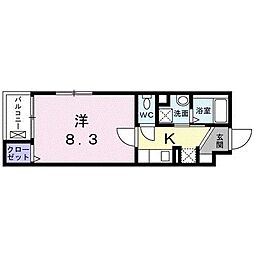 錦糸町コクーン 2階1Kの間取り