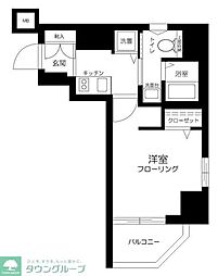クローバーコート黒門町 2階1Kの間取り