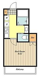 ベーチェル舎人 1Kの間取図画像