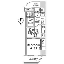 リビオメゾン両国ノース 1DKの間取図画像