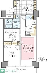 Brilliaist東雲キャナルコート 1SLDKの間取図画像
