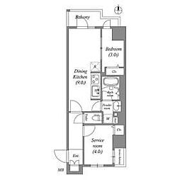 COSMOSGRACIARYogokuResidence 1SLDKの間取図画像
