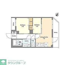 墨田区東向島1丁目マンション 2DKの間取図画像