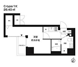 COSMOSREID錦糸町 1Kの間取図画像