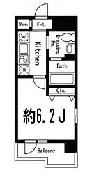 ドゥーエ西大島2 1Kの間取図画像