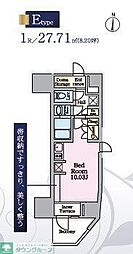 リビオメゾン東陽町Hutte ワンルームの間取図画像