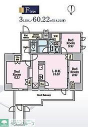 リビオメゾン東陽町Hutte 3LDKの間取図画像