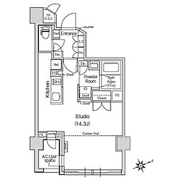 スタイリオ元住吉II 409 4階ワンルームの間取り