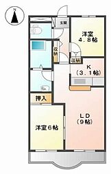 グリンヒルズ 2LDKの間取図画像