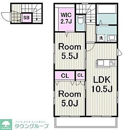 カーサ妙蓮寺 2LDKの間取図画像
