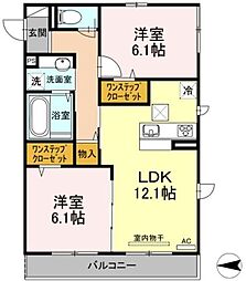 ヴィラ・テンジン 2LDKの間取図画像