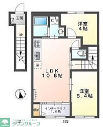 ヌーヴェルテールA 2LDKの間取図画像