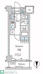 ラティエラ武蔵小杉 1Kの間取図画像