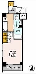 カスタリア武蔵小杉 1Kの間取図画像