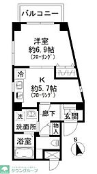 シャルム住吉 1Kの間取図画像