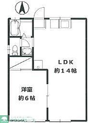明和荘B棟 1LDKの間取図画像