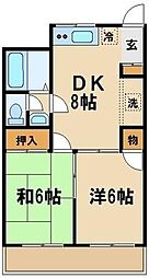 コーポ井田橋 2DKの間取図画像