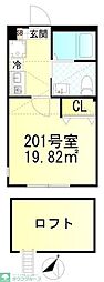 仮称元住吉新築6世帯 1Kの間取図画像