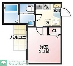 リアル綱島パークテラスA棟 1Kの間取図画像