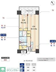 ニューガイア川崎No.70 1LDKの間取図画像