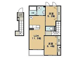 パークハイツ野川 2LDKの間取図画像