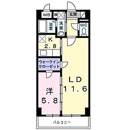 リヴィエール 1LDKの間取図画像