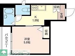 ベルヴェデーレ元住吉 1Kの間取図画像